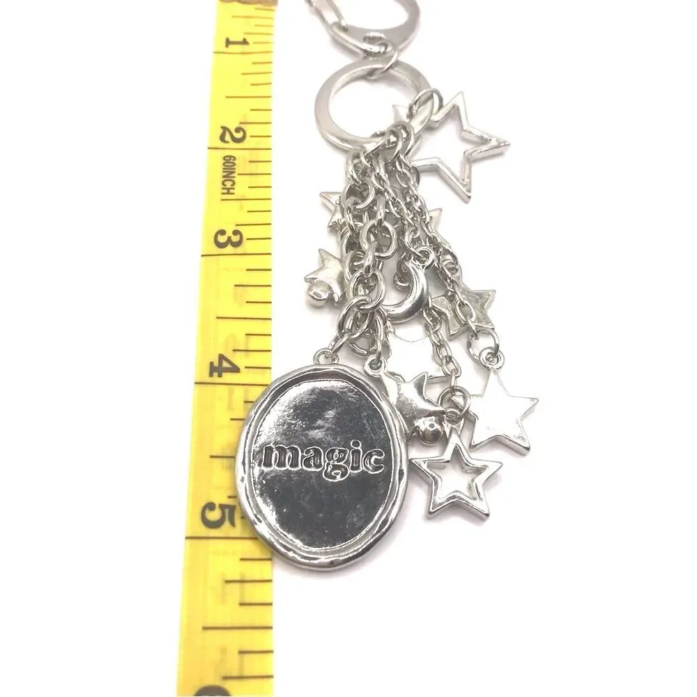 Silver Star Charm Keychain Key Holder Car Accessory